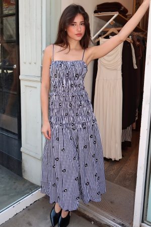 Madison Dress in Navy Gingham