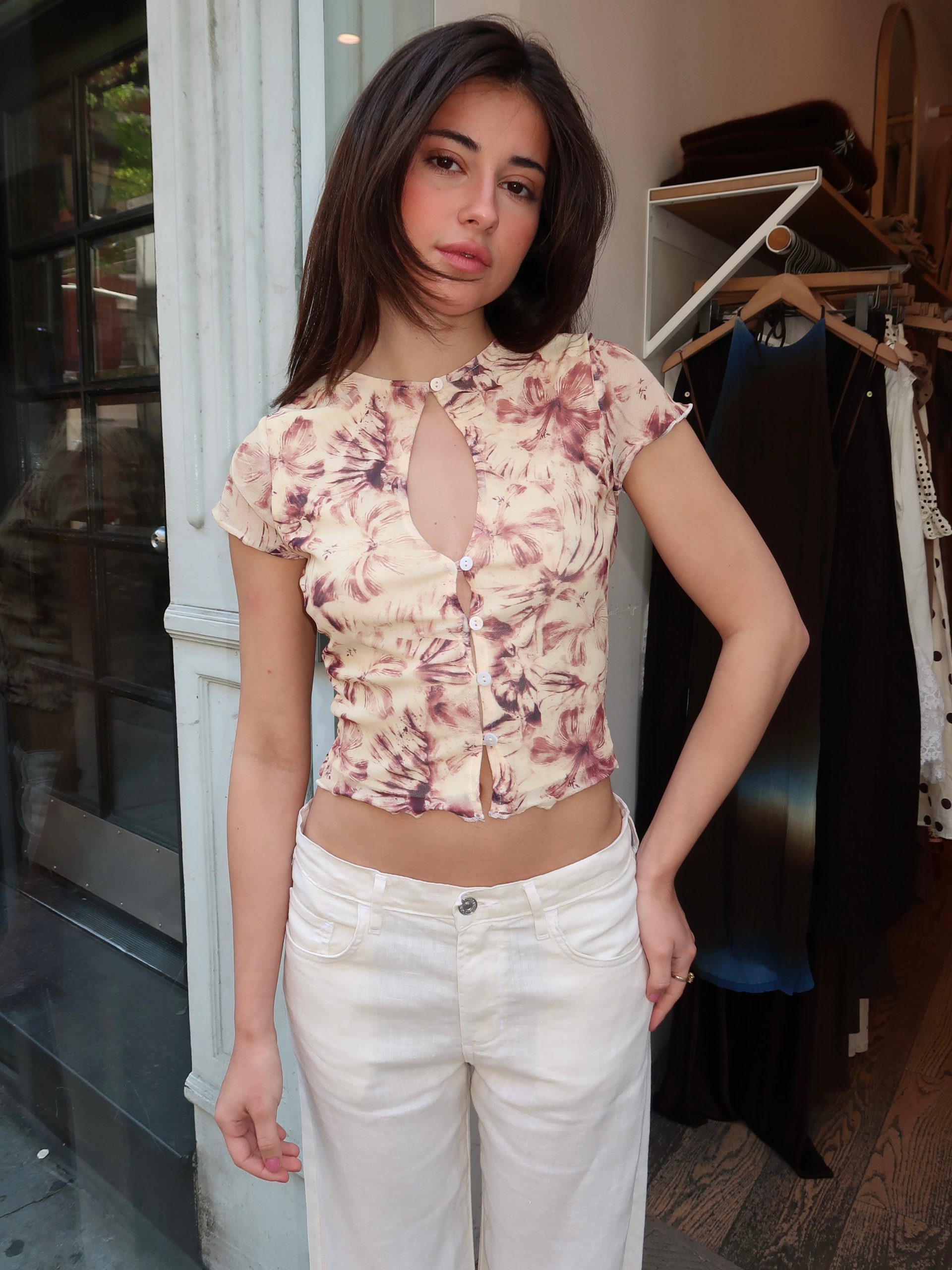 Alena Top in Dusty Yellow Floral - Image 4