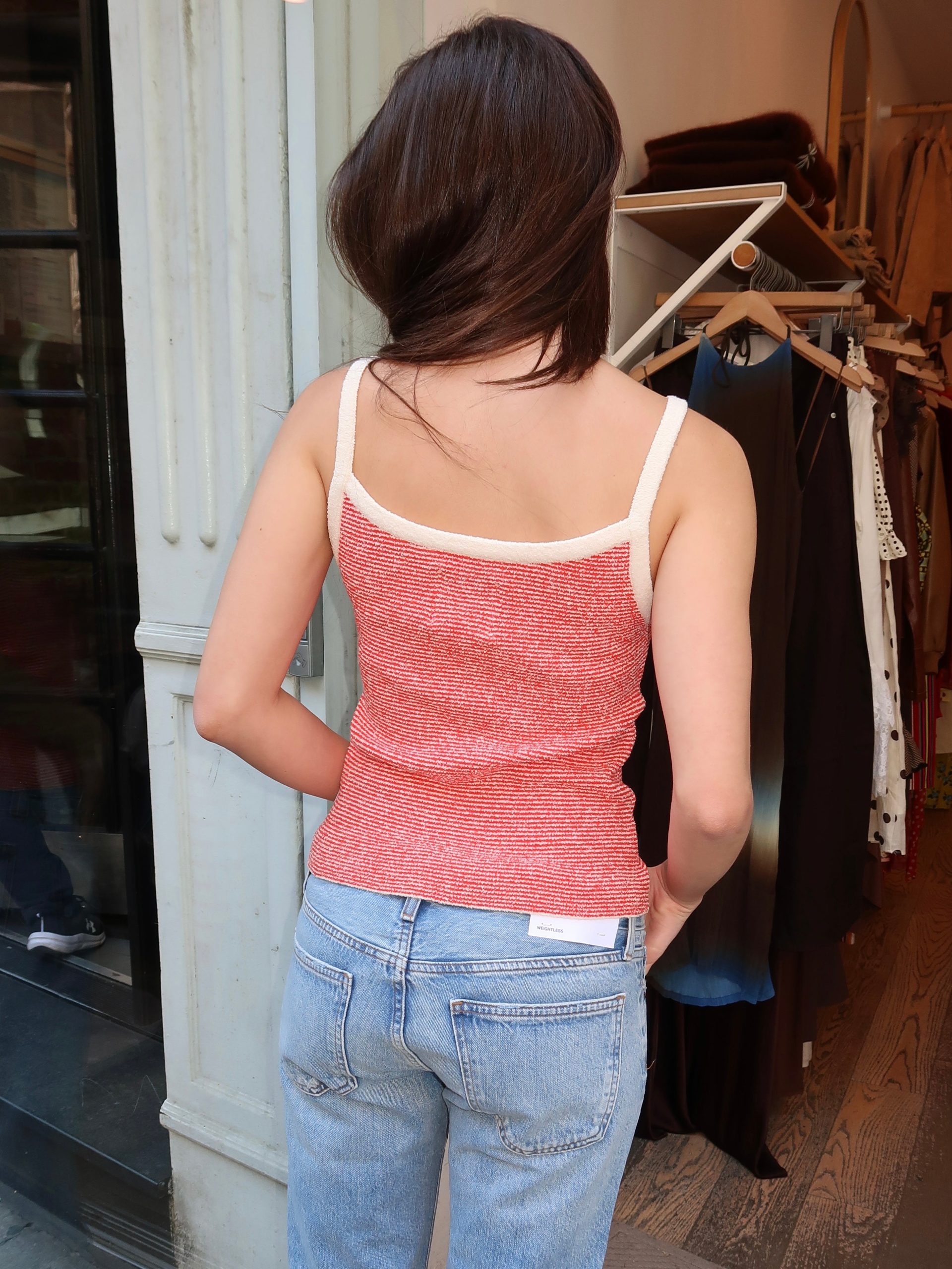 Lily Sweater Cami in Red Stripe - Image 3