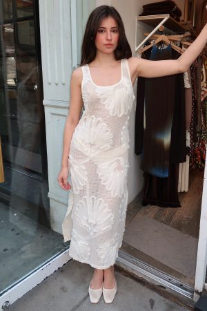 Seashells Applique Dress in Ivory